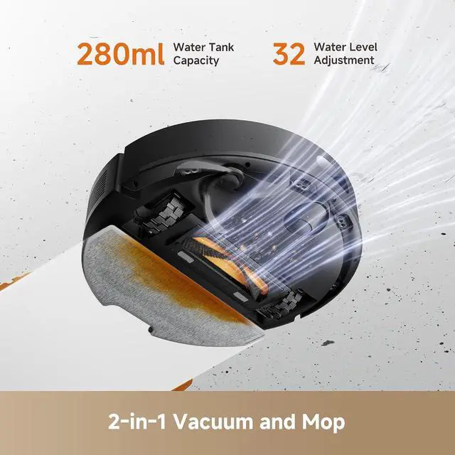 Alt view image 6 of 7 - DREAME D20 Air Plus Robot Vaccum and Mop Combo with 20,000Pa Suction, Anti-Tangling Tech, Auto-Emptying Dock, Deep Carpet Cleaning and Smart Navigation Black