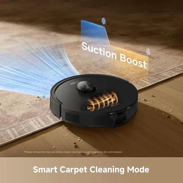 Alt view image 7 of 7 - DREAME D20 Air Plus Robot Vaccum and Mop Combo with 20,000Pa Suction, Anti-Tangling Tech, Auto-Emptying Dock, Deep Carpet Cleaning and Smart Navigation Black