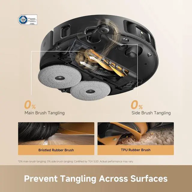 Alt view image 4 of 7 - DREAME L60 Ultra PE Robot Vacuum and Mop, 30,000Pa Suction, Self-Cleaning,Corner-to-Edge Deep Cleaning, Detangling Brush, Obstacle Avoidance and 360° Navigation, Black