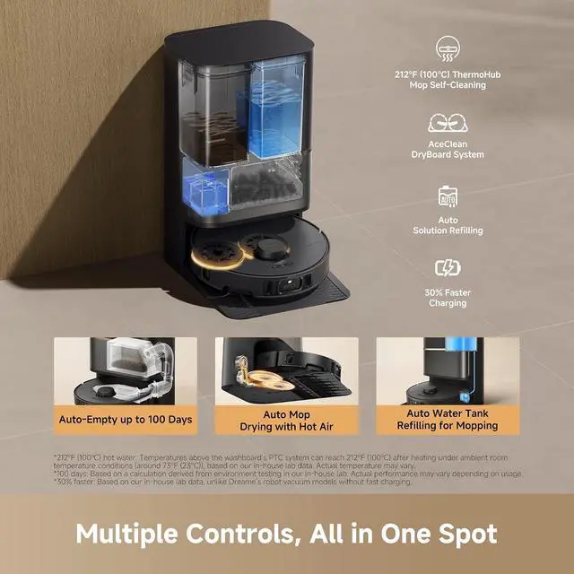 Alt view image 7 of 7 - DREAME L60 Ultra PE Robot Vacuum and Mop, 30,000Pa Suction, Self-Cleaning,Corner-to-Edge Deep Cleaning, Detangling Brush, Obstacle Avoidance and 360° Navigation, Black