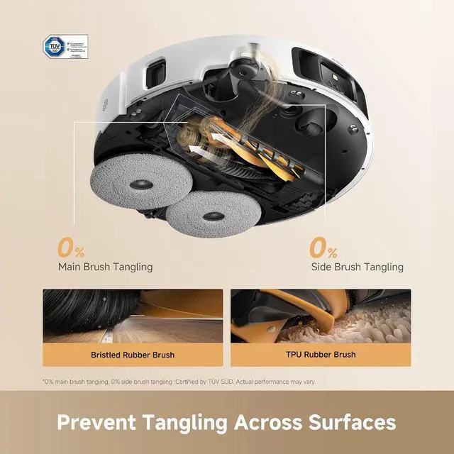 Alt view image 4 of 7 - DREAME L60 Ultra PE Robot Vacuum and Mop, 30,000Pa Suction, Self-Cleaning,Corner-to-Edge Deep Cleaning, Detangling Brush, Obstacle Avoidance and 360° Navigation, White