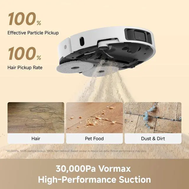 Alt view image 3 of 7 - DREAME L60 Ultra FE Robot Vacuum and Mop, Auto-Empty and 100 Self-Cleaning Mop, 30,000Pa Suction, Obstacle Avoidance and 360° Navigation, Corner to Edge Deep Cleaning, TriCut Brush, White