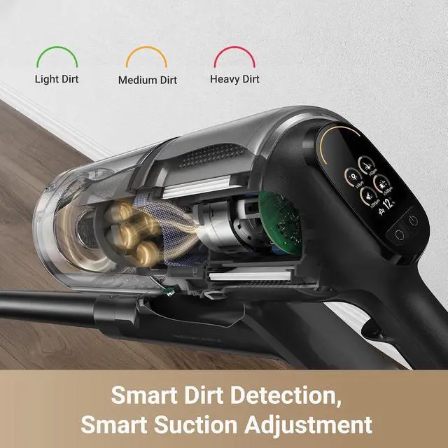 Alt view image 5 of 7 - DREAME Z30 Cordless Vacuum Cleaner, 310AW 90 Mins Powerful Suction Stick Vacuum for Home Hard Floor Carpet Pet Hair, Smart Lightweight Rechargeable Battery Vacuum