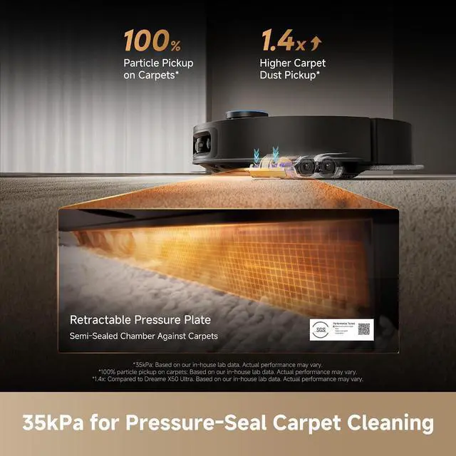 Alt view image 5 of 7 - DREAME X60 Max Ultra Complete Robot Vacuum and Mop, Upgraded from X50 Series, 3.13in (7.95cm) Ultra-Thin Design, 35,000Pa Suction, Self Emptying&Refilling, Mop Self-Cleaning, 280+ Obstacle Avoidance
