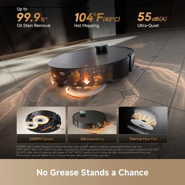 Alt view image 6 of 7 - DREAME X60 Ultra Robot Vacuum and Mop, 3.13in Ultra-Thin Design, 3.47in Obstacle Clearing, 35,000Pa Suction, Self Emptying&Refilling, Mop Self-Cleaning, 100% Detangling, 280+Obstacle Avoidance, Black