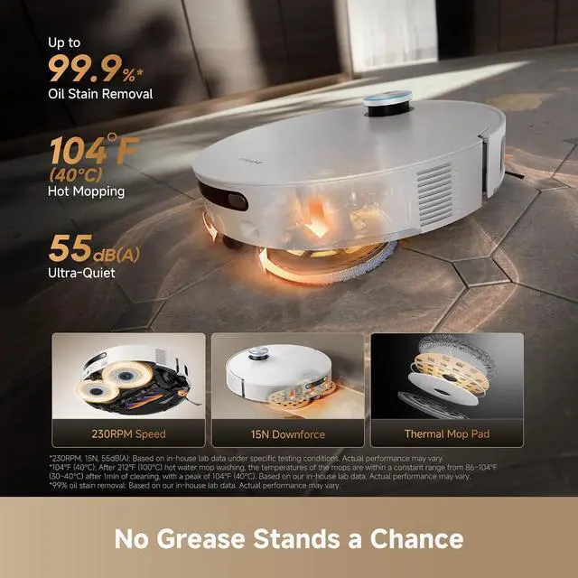 Alt view image 6 of 7 - DREAME X60 Ultra Robot Vacuum and Mop, 3.13in Ultra-Thin Design, 3.47in Obstacle Clearing, 35,000Pa Suction, Self Emptying&Refilling, Mop Self-Cleaning, 100% Detangling, 280+Obstacle Avoidance, White