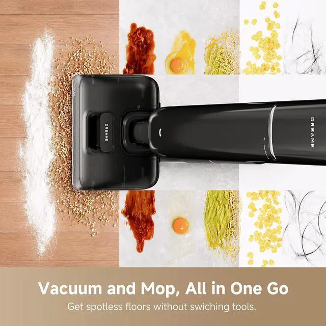 Alt view image 2 of 7 - DREAME Aero Wet Dry Vacuum Cleaner, All-in-ONE Vacuum Mop for Wet & Dry Messes, 0 Hair Residue Great for Pet Owners, One-Press Self-Clean, 180° Lie Flat, 35mins Runtime for Hard Floor Cleaning