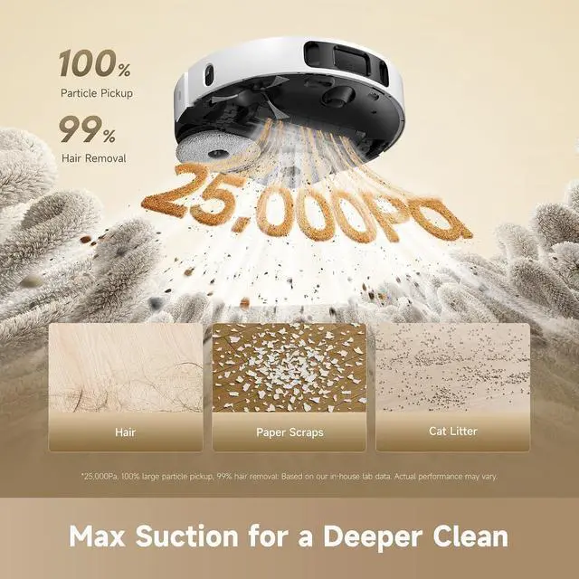 Alt view image 2 of 7 - DREAME D30 Ultra CE Robot Vacuum and Mop with Auto Dust Emptying, 25,000Pa Suction, 0.41in Mop Lifting, Multifunctional Base Station, Mop Self-Washing, Smart Obstacle Avoidance, White