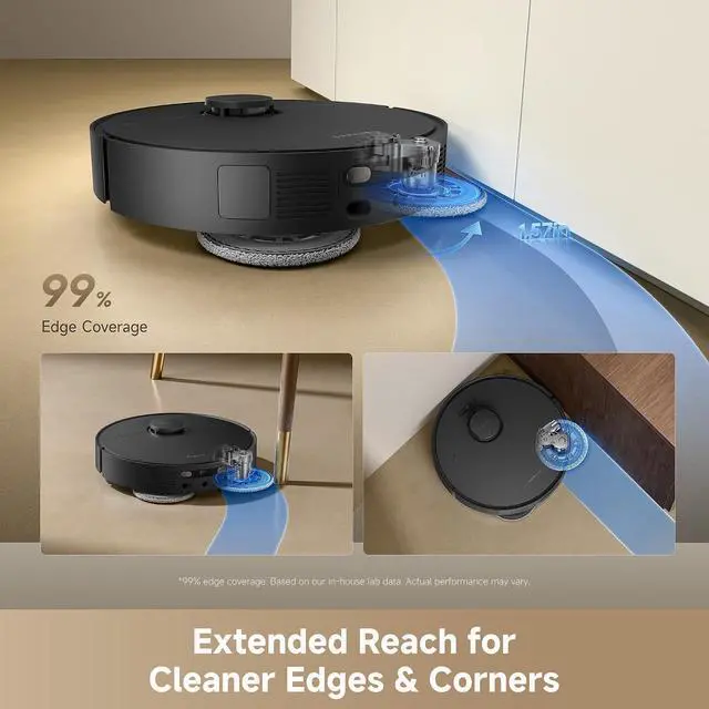 Alt view image 4 of 7 - DREAME D30 Ultra Robot Vacuum and Mop, 25,000Pa Powerful Suction, All-in-One Base Station with 100 Days Auto-Empty, MopExtend Tech for Edge Cleaning, Smart Obstacle Avoidance, Black