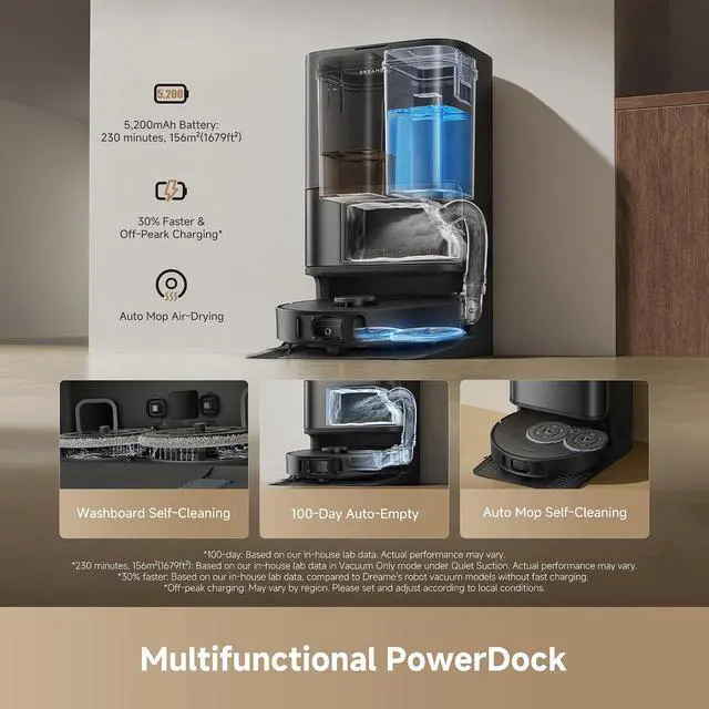 Alt view image 6 of 7 - DREAME D30 Ultra Robot Vacuum and Mop, 25,000Pa Powerful Suction, All-in-One Base Station with 100 Days Auto-Empty, MopExtend Tech for Edge Cleaning, Smart Obstacle Avoidance, Black