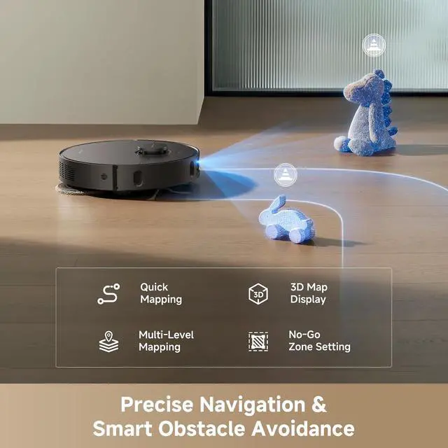 Alt view image 7 of 7 - DREAME D30 Ultra Robot Vacuum and Mop, 25,000Pa Powerful Suction, All-in-One Base Station with 100 Days Auto-Empty, MopExtend Tech for Edge Cleaning, Smart Obstacle Avoidance, Black