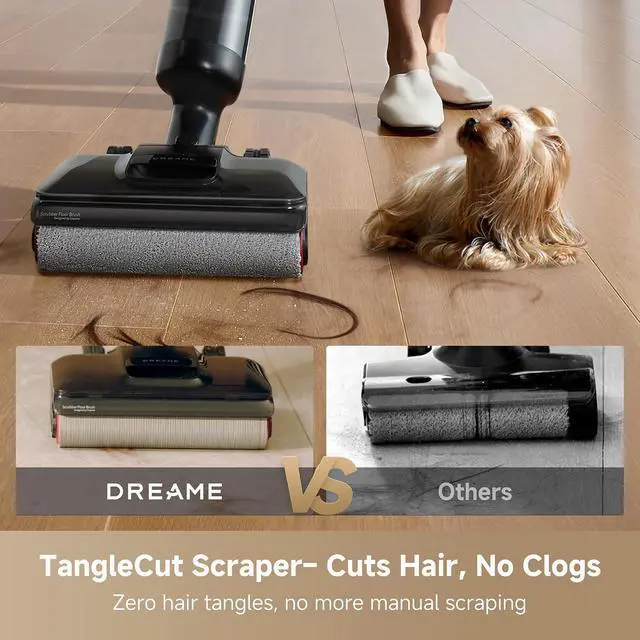 Alt view image 5 of 7 - DREAME H12 Pro Gen2 Vacuum Mop, 0 Tangle Wet Dry Vacuum Cleaner, Cordless Vacuum Mop All-in-One for Hard Floors, 180° Lie-Flat Floor Cleaner Machine with 194°F Hot Self-Cleaning, 50Mins Runtime