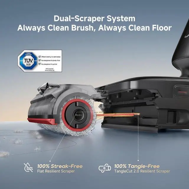 Alt view image 7 of 7 - DREAME Aero Pro Steam Wet Dry Vacuum Mop, 392 Steam Cleaning, 28kPa Suction, 3.88in Ultra-Slim Vacuum Mop Combo, 0 Hair Tangle for Pet Owner, Heated Brush Wash, Hot Air Drying, Up to 70min Runtime