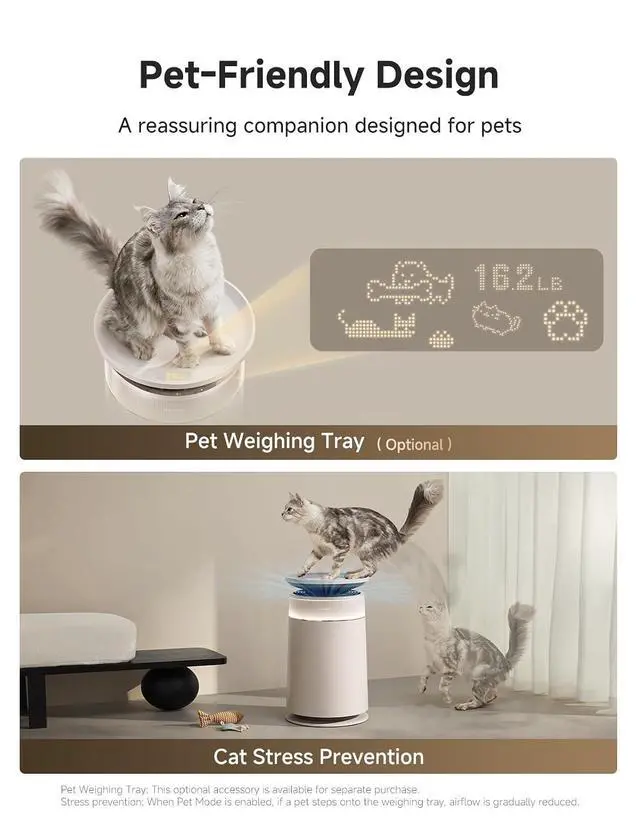 Alt view image 7 of 7 - Dreame HEPA Air Purifier with Self-Cleaning Pet Hair, Suck Up Floating Cat Dog Hair Dander for Home Large Room, 4 Filters Smart Air Cleaner for Pet Odor Purification, APP & Voice Control, FP10-Beige