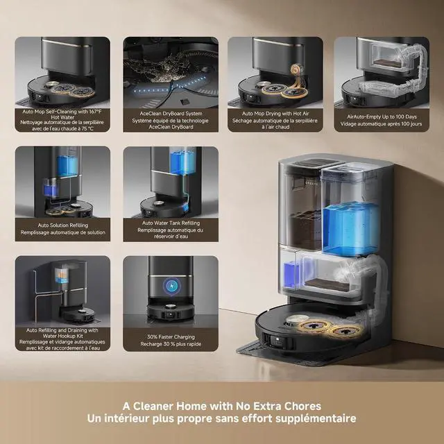 Alt view image 7 of 7 - DREAME L50 Ultra Robot Vacuum with All-in-One Station Black | Self-Empty & Mop Self-Cleaning, 180 Objects Avoidance, 19,500Pa Suction, Detangling DuoBrush, Extending Side Brush & Mop Pad
