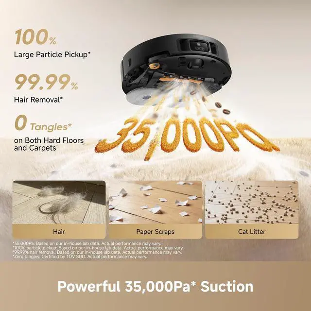 Alt view image 4 of 7 - DREAME L60 Pro Ultra Robot Vacuum and Mop with Auto-Empty, 35,000Pa Suction, Hot Water Mop Self-Cleaning, and Smart Obstacle Avoidance, Black