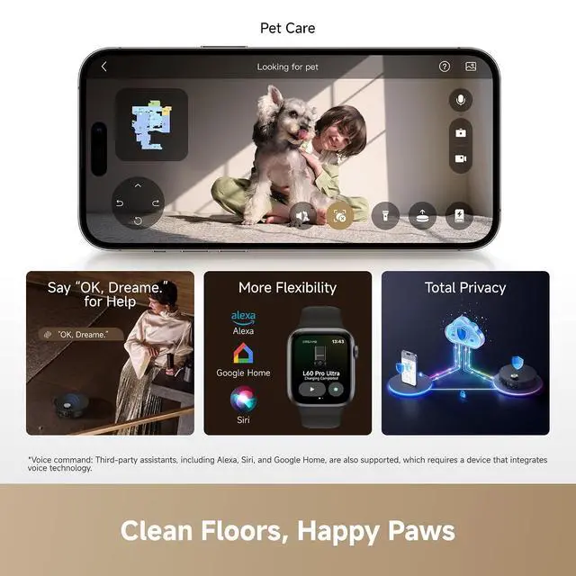 Alt view image 7 of 7 - DREAME L60 Pro Ultra Robot Vacuum and Mop with Auto-Empty, 35,000Pa Suction, Hot Water Mop Self-Cleaning, and Smart Obstacle Avoidance, Black