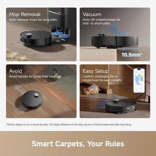 Alt view image 5 of 7 - DREAME L60 Pro Ultra Robot Vacuum and Mop with Auto-Empty, 35,000Pa Suction, Hot Water Mop Self-Cleaning, and Smart Obstacle Avoidance, Black