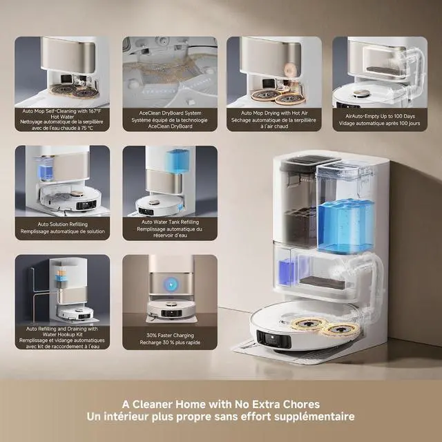 Alt view image 7 of 7 - DREAME L50 Ultra Robot Vacuum and Mop White, 19,500Pa Suction, with Auto-Empty and Mop Self-Cleaning, Precise Obstacle Avoidance, HyperStream Detangling DuoBrush