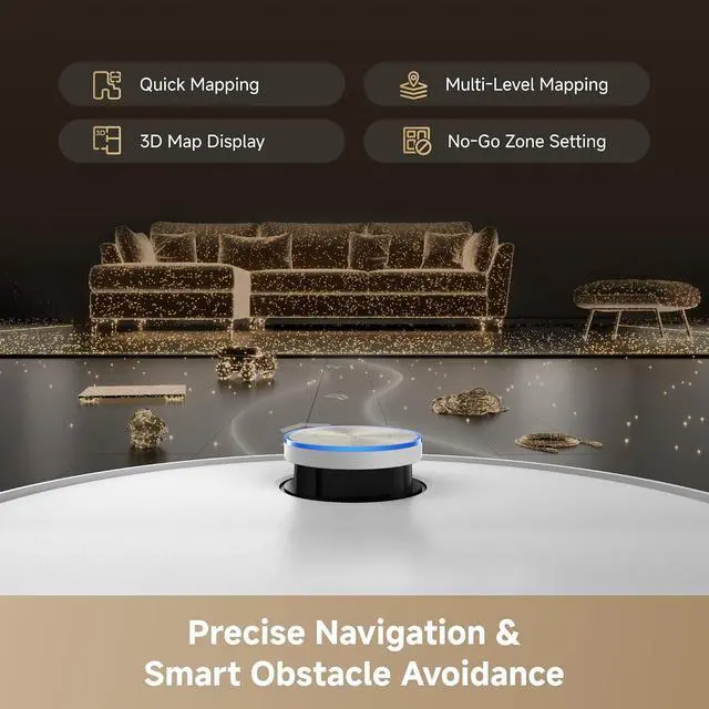 Alt view image 6 of 7 - DREAME L60 Pro Ultra Robot Vacuum and Mop with Auto-Empty, 35,000Pa Suction, Hot Water Mop Self-Cleaning, and Smart Obstacle Avoidance, White