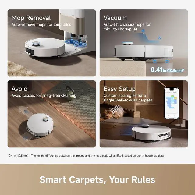 Alt view image 7 of 7 - DREAME L60 Pro Ultra Robot Vacuum and Mop with Auto-Empty, 35,000Pa Suction, Hot Water Mop Self-Cleaning, and Smart Obstacle Avoidance, White