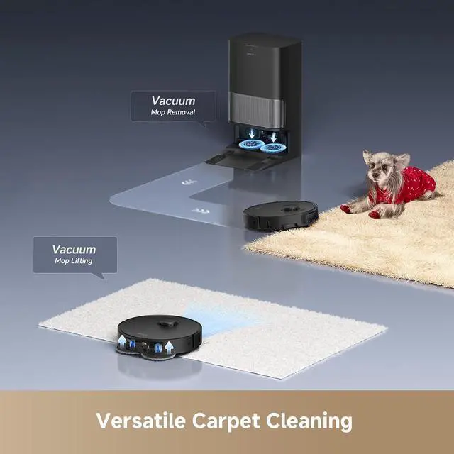 Alt view image 3 of 7 - DREAME L40s Ultra Robot Vacuum and Mop, Auto-Empty, Mop Self-Cleaning, 1,9000Pa Suction, 100% Detangling DuoBrush, Extending Mops and Side Brush, 40mm Obstacle Clearing, App & Voice Control (Black)