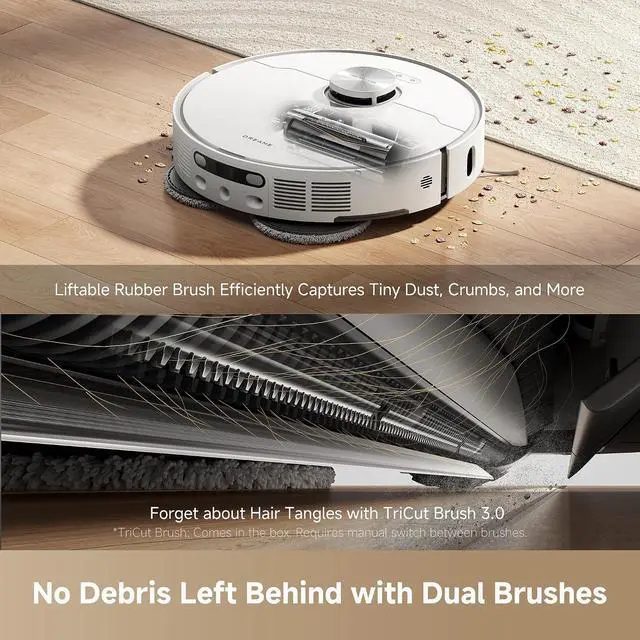 Alt view image 3 of 7 - DREAME L40s Ultra AE Robot Vacuum Cleaner (White) and Floor Cleaning Solution 1 Bottle of 33.81 fl Oz (1L)