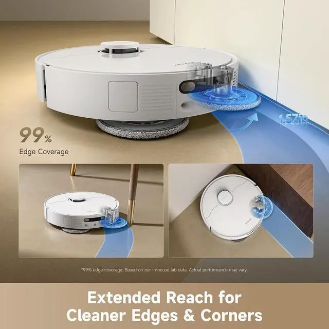 Alt view image 4 of 7 - DREAME D30 Ultra Robot Vacuum and Mop, 25,000Pa Powerful Suction, All-in-One Base Station with 100 Days Auto-Empty, MopExtend Tech for Edge Cleaning, Smart Obstacle Avoidance, White