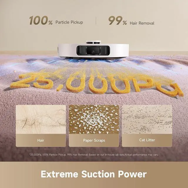 Alt view image 2 of 7 - DREAME D30 Ultra Robot Vacuum and Mop, 25,000Pa Powerful Suction, All-in-One Base Station with 100 Days Auto-Empty, MopExtend Tech for Edge Cleaning, Smart Obstacle Avoidance, White