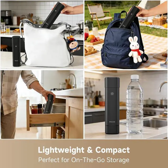Alt view image 5 of 7 - DREAME VH20 Handheld Vacuum Sealer Machine for Food with 30 Reusable Vacuum Bags, Compact Food Vacuum Sealer, Auto Stop, Rechargeable Food Sealer Saver, Dry & Moist Modes, For Container & Wine Bottles