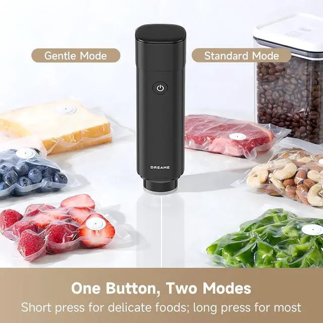Alt view image 7 of 7 - DREAME VH20 Handheld Vacuum Sealer Machine for Food with 30 Reusable Vacuum Bags, Compact Food Vacuum Sealer, Auto Stop, Rechargeable Food Sealer Saver, Dry & Moist Modes, For Container & Wine Bottles