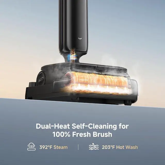 Alt view image 5 of 7 - DREAME Aero Pro Steam Wet Dry Vacuum Mop, 392 Steam Cleaning, 28kPa Suction, 3.88in Ultra-Slim Vacuum Mop Combo, 0 Hair Tangle for Pet Owner, Heated Brush Wash, Hot Air Drying, Up to 70min Runtime