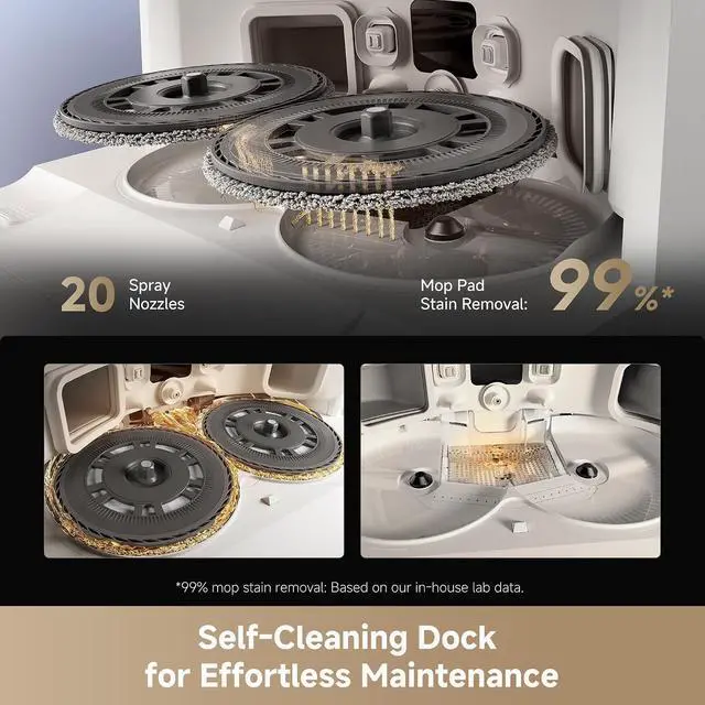 Alt view image 6 of 7 - DREAME L40s Ultra Robot Vacuum and Mop, 19,000Pa Suction, Auto-Empty, Mop Self-Cleaning, 100% Detangling DuoBrush, Extending Mops and Side Brush, 1.57in Obstacle Clearing, App & Voice Control (White)