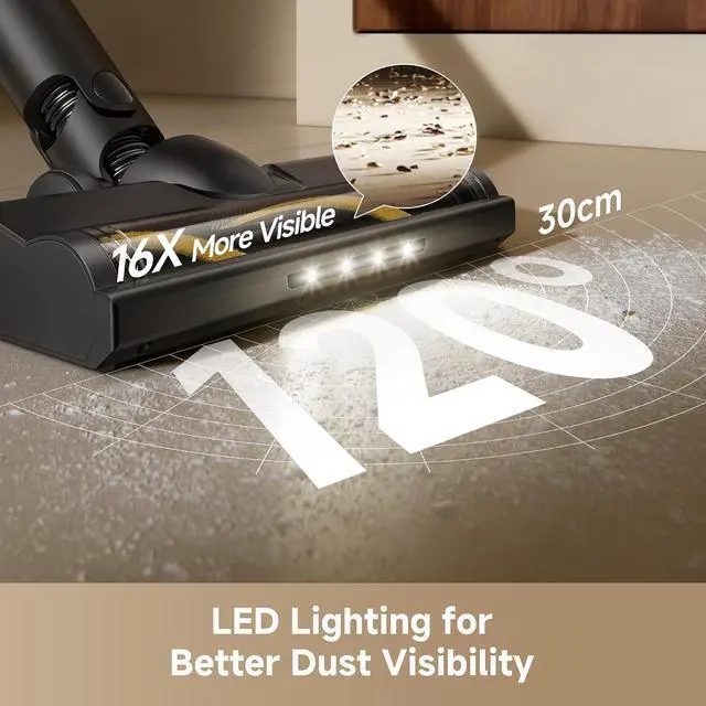 Alt view image 5 of 7 - DREAME R10S Cordless Stick Vacuum with 180° Bendable Rod, Reaches Deep Under Beds & Furniture, 25000Pa Powerful Suction, Up to 45-Minute Runtime, LED Headlight, for Hard Floors & Carpet