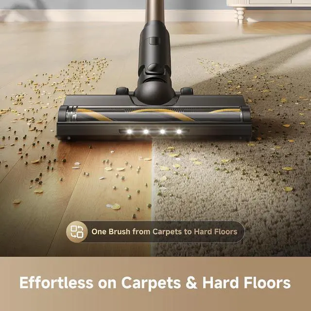 Alt view image 6 of 7 - DREAME R10S Cordless Stick Vacuum with 180° Bendable Rod, Reaches Deep Under Beds & Furniture, 25000Pa Powerful Suction, Up to 45-Minute Runtime, LED Headlight, for Hard Floors & Carpet