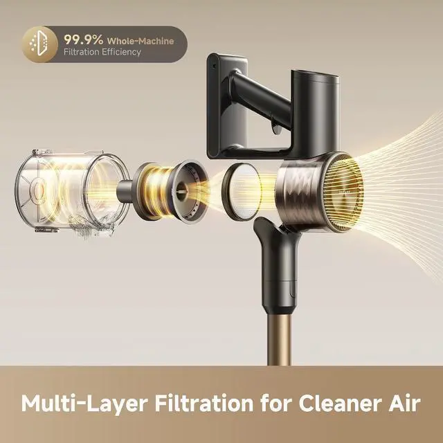 Alt view image 7 of 7 - DREAME R10S Cordless Stick Vacuum with 180° Bendable Rod, Reaches Deep Under Beds & Furniture, 25000Pa Powerful Suction, Up to 45-Minute Runtime, LED Headlight, for Hard Floors & Carpet