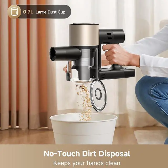 Alt view image 6 of 7 - DREAME R10s Essential Cordless Stick Vacuum eases Cleaning with extendable Rod, 23kPa Suction, LED Screen, 50min runtime, 0.7L dust Cup, and Illuminated Multi-Surface Brush