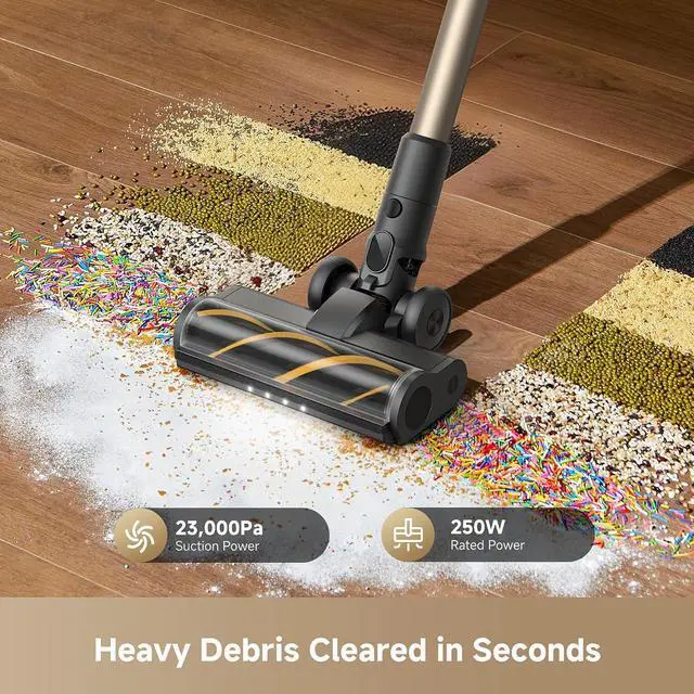 Alt view image 3 of 7 - DREAME R10s Essential Cordless Stick Vacuum eases Cleaning with extendable Rod, 23kPa Suction, LED Screen, 50min runtime, 0.7L dust Cup, and Illuminated Multi-Surface Brush