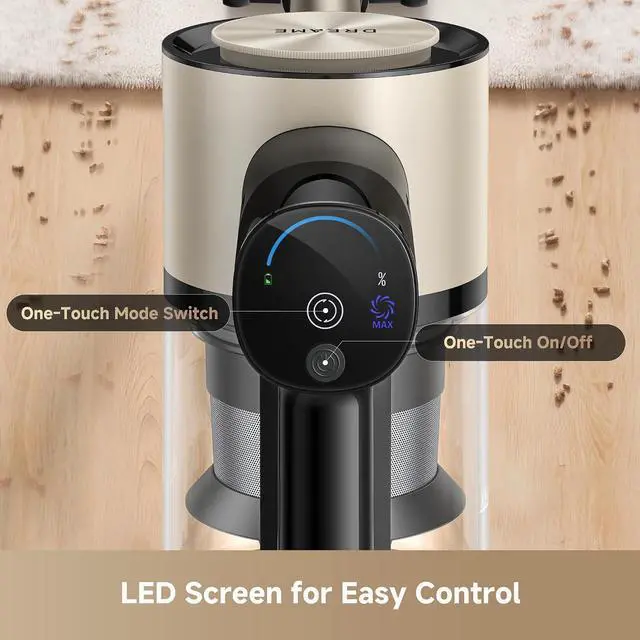 Alt view image 7 of 7 - DREAME R10s Essential Cordless Stick Vacuum eases Cleaning with extendable Rod, 23kPa Suction, LED Screen, 50min runtime, 0.7L dust Cup, and Illuminated Multi-Surface Brush
