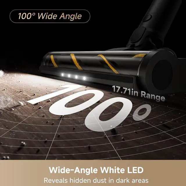 Alt view image 5 of 7 - DREAME R10s Essential Cordless Stick Vacuum eases Cleaning with extendable Rod, 23kPa Suction, LED Screen, 50min runtime, 0.7L dust Cup, and Illuminated Multi-Surface Brush