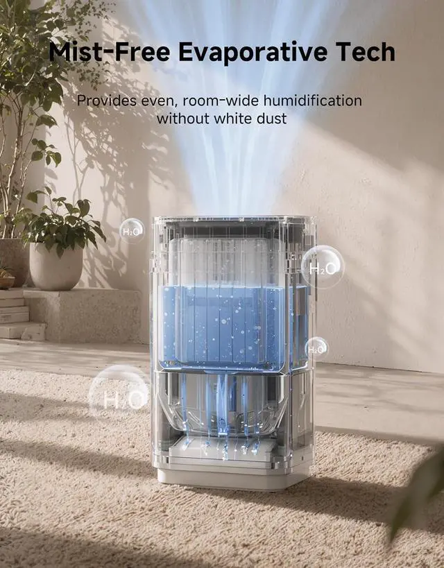 Alt view image 6 of 7 - DREAME Bladeless Tower MF10-Silver Bundle with Mist-Free Humidifier H40