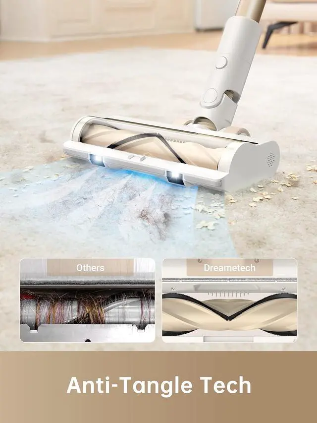 Alt view image 3 of 7 - DREAME R10 Cordless Stick Vacuum Cleaner for Home, Powerful 120AW Suction with Anti-Tangle Brush, LED Headlights, Five-Layer Filtration, Up to 60 Mins, Handheld Vacuum Deep Clean Hair, Hard Floor