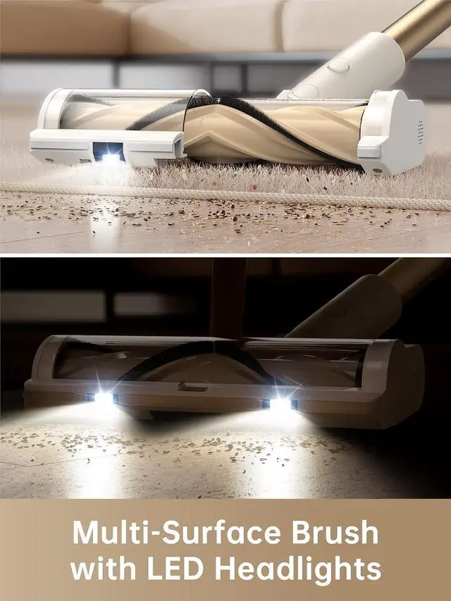 Alt view image 6 of 7 - DREAME R10 Cordless Stick Vacuum Cleaner for Home, Powerful 120AW Suction with Anti-Tangle Brush, LED Headlights, Five-Layer Filtration, Up to 60 Mins, Handheld Vacuum Deep Clean Hair, Hard Floor