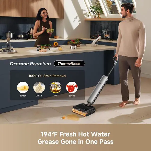 Alt view image 3 of 7 - DREAME Aero Ultra Steam Vacuum and Mop, 392 Steam, 194 Hot Water, FoamWash, Wet Dry Vacuum with 30kPa Suction, 3.88in Ultra-Slim Lie-Flat, GlideWheel Power Assist, Tangle-Free for Pet Owners