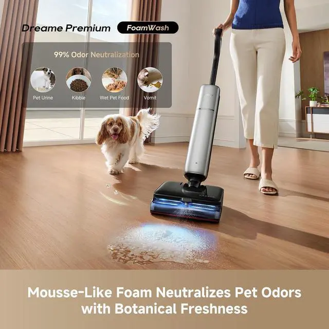 Alt view image 4 of 7 - DREAME Aero Ultra Steam Vacuum and Mop, 392 Steam, 194 Hot Water, FoamWash, Wet Dry Vacuum with 30kPa Suction, 3.88in Ultra-Slim Lie-Flat, GlideWheel Power Assist, Tangle-Free for Pet Owners