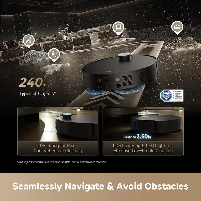 Alt view image 6 of 7 - DREAME Matrix10 Ultra Robot Vacuum and Mop, Multi-Mop Switching, 3.14inch Obstacle Clearing, 30,000Pa Suction, Self Empty&Refill, Self-Cleaning, 100% Detangling, 240+ Obstacle Avoidance, Voice Control