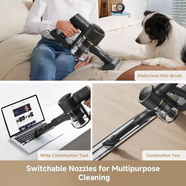 Alt view image 7 of 7 - DREAME Cordless Stick Vacuum R20 Pure, 150AW Powerful Suction, Celeste LED Illumination, Anti-Tangle, Hard Floor & Carpet Cleaning, Up to 90Min Runtime, LED Screen, Lightweight, Versatile Attachments