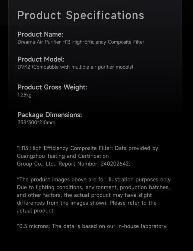 Alt view image 6 of 6 - Dreame High Efficiency Composite Filter for PM series Air Purifiers, Compatible with PM10 and PM20 air purifiers