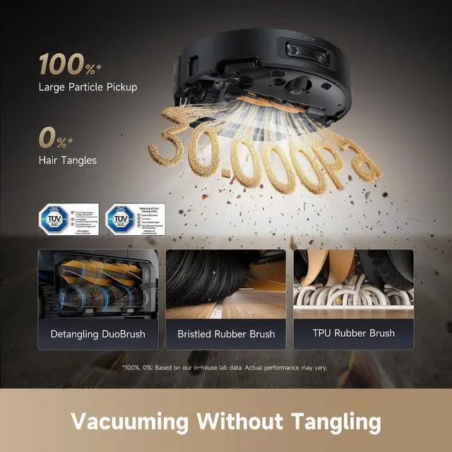 Alt view image 7 of 7 - DREAME Aqua10 Ultra Roller Complete Robot Vacuum and Mop & 30,000Pa Suction, Self-Cleaning Dock & Extending Roller Mop, Heat-Washes & Dries, Carpet Protection, AI Camera & LiDAR Avoidance Tech (Black)