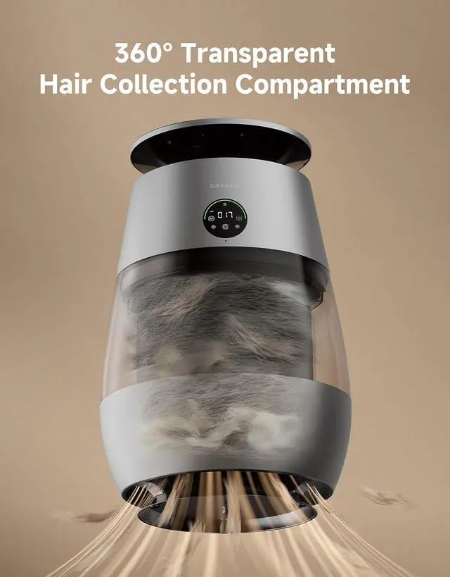Alt view image 3 of 7 - Dreame Pet Air Purifier AP10, Suck Up Floating Cat Dog Hair Dander, NeverChange 5.4-Year Filters for Odor Purification, 1346 ft² for Home Large Room, Pet-Friendly Design, APP & Voice Control, Grey